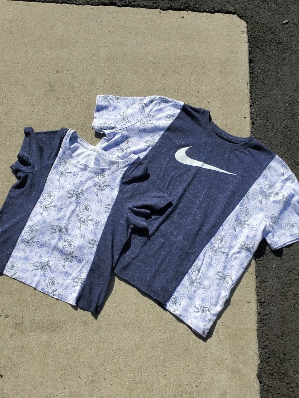 Upcycled- Navy Bloom Mommy & Me Tee Set
